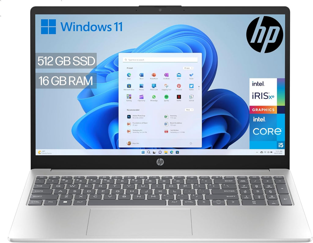 HP 15-fd0163ns- Ordenador portátil de 15.6" Full HD (Intel Core i5-1334U, 16GB RAM, 512GB SSD, Intel Iris Xe Graphics, Windows 11) Silver - Teclado QWERTY Español