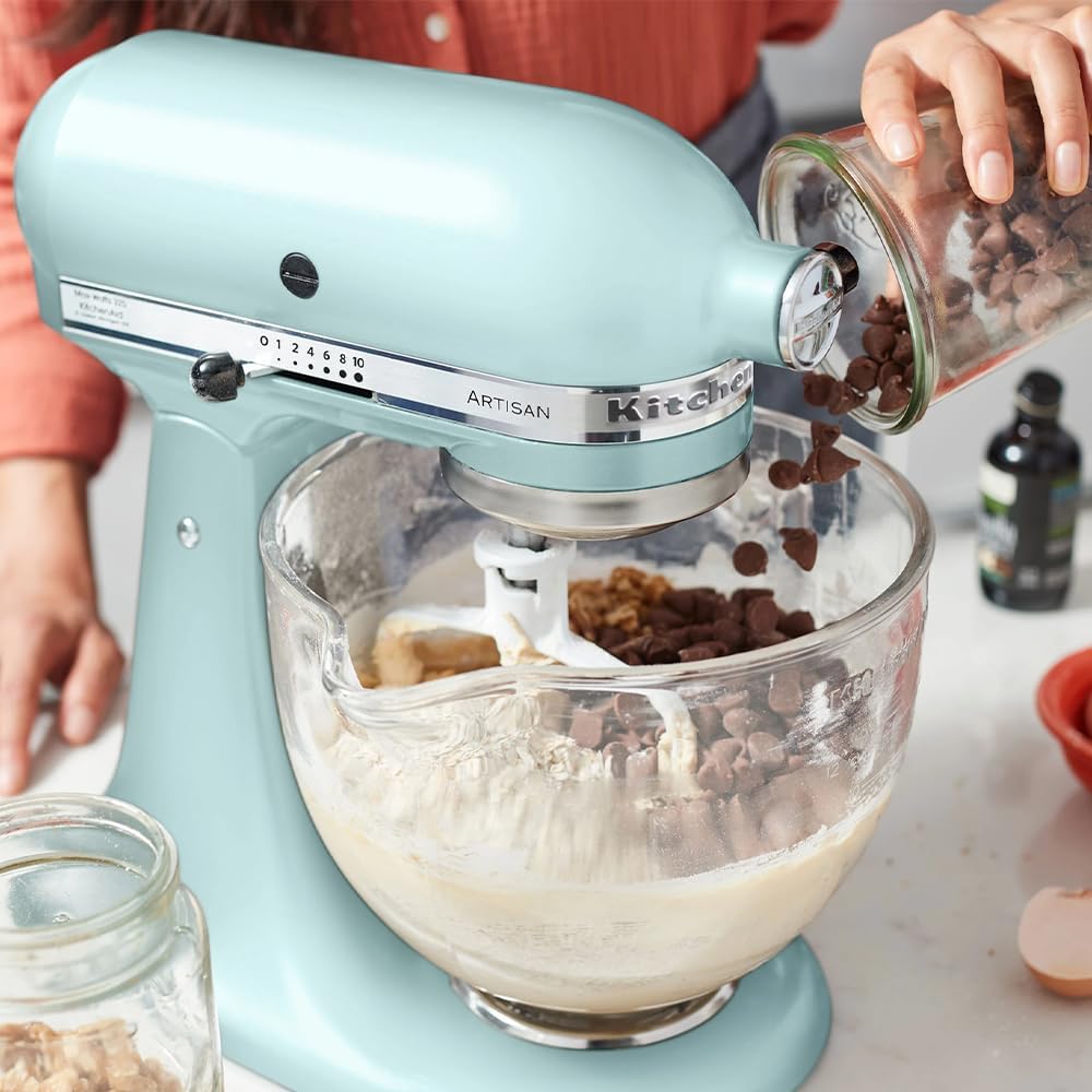 KitchenAid Batidora amasadora - Artisan - Robot de Cocina con Cabezal Inclinable - Amasadora con 5 Accesorios - Batidora de repostería con 2 boles de Acero Inoxidable - 4,8 L y 3 L - Azul hielo