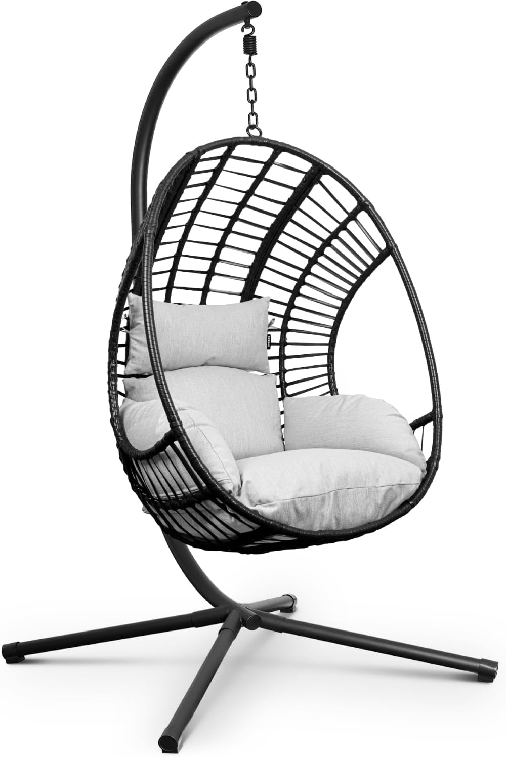 Swoods XXL Silla Colgante de Jardín - para Interior y Exterior - Silla Colgante con Base - Incluye Cojines - Resistente a la Intemperie - Carga máxima 150 kg