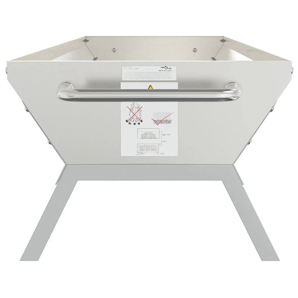 Bandeja Para Barbacoa Acero Inoxidable Plateado 118x42x30,5 Cm Vidaxl