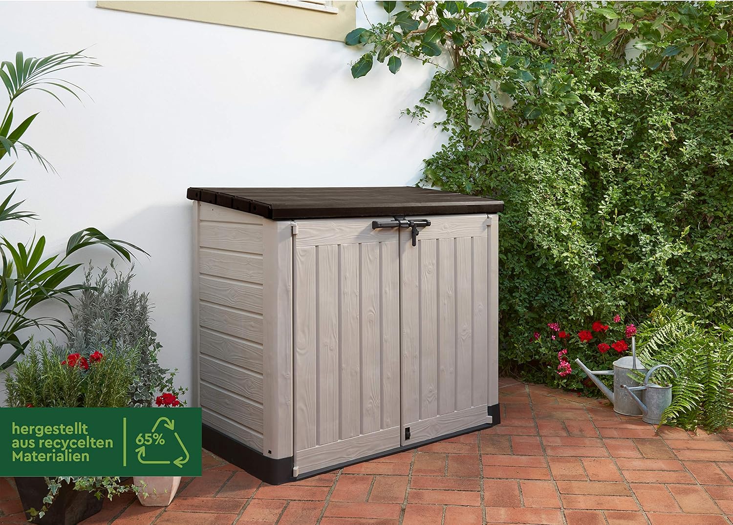 Keter Sio Max -Cobertizo de jardín exterior, Capacidad 1200L, Color Topo/Beige, 145.5 x 125 x 82 cm