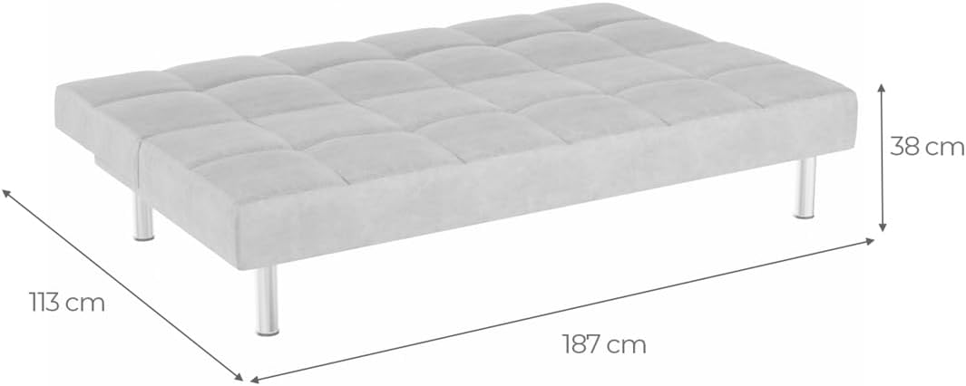 Mattfy - Sofá Cama Clic Clac Tipo Libro de 3 Plazas Modelo Milos, Diseño Moderno, Práctico y Funcional, Acabado en Gris