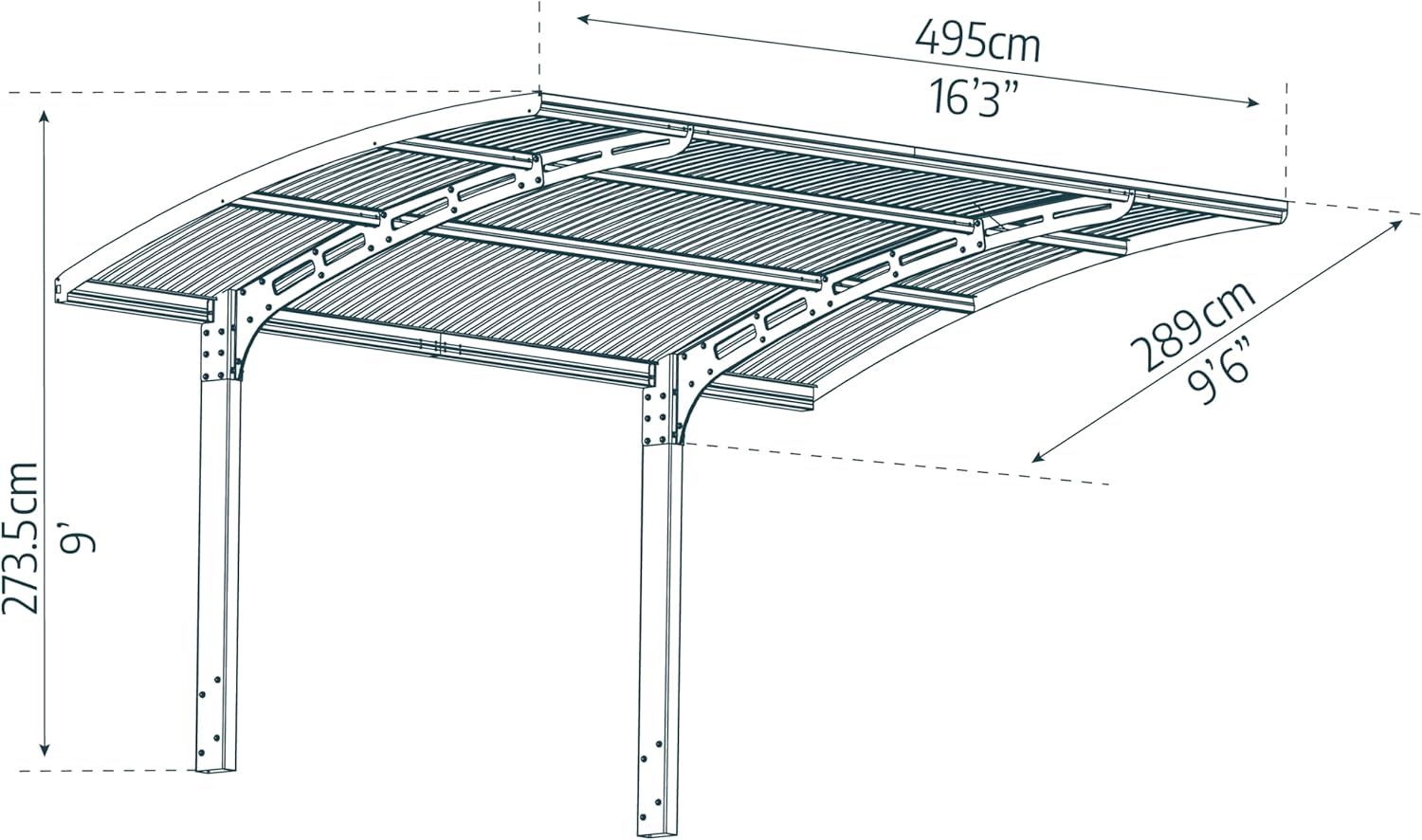 Canopia by Palram Carport Arizona 5000 en policarbonato, Aluminio Robusto e Inoxidable Que Protege el Coche de la luz Solar