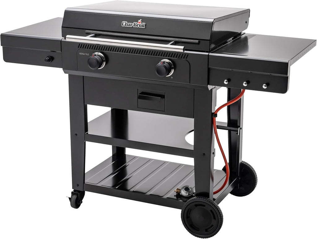 Char-Broil Barbacoa de Gas Versa-Tile, Plancha a Gas de 2 Zonas, Superficie de Cocción: 70 x 50 cm, Sistema de Módulos 3 en 1: Plancha, Parrilla y Horno para Pizza