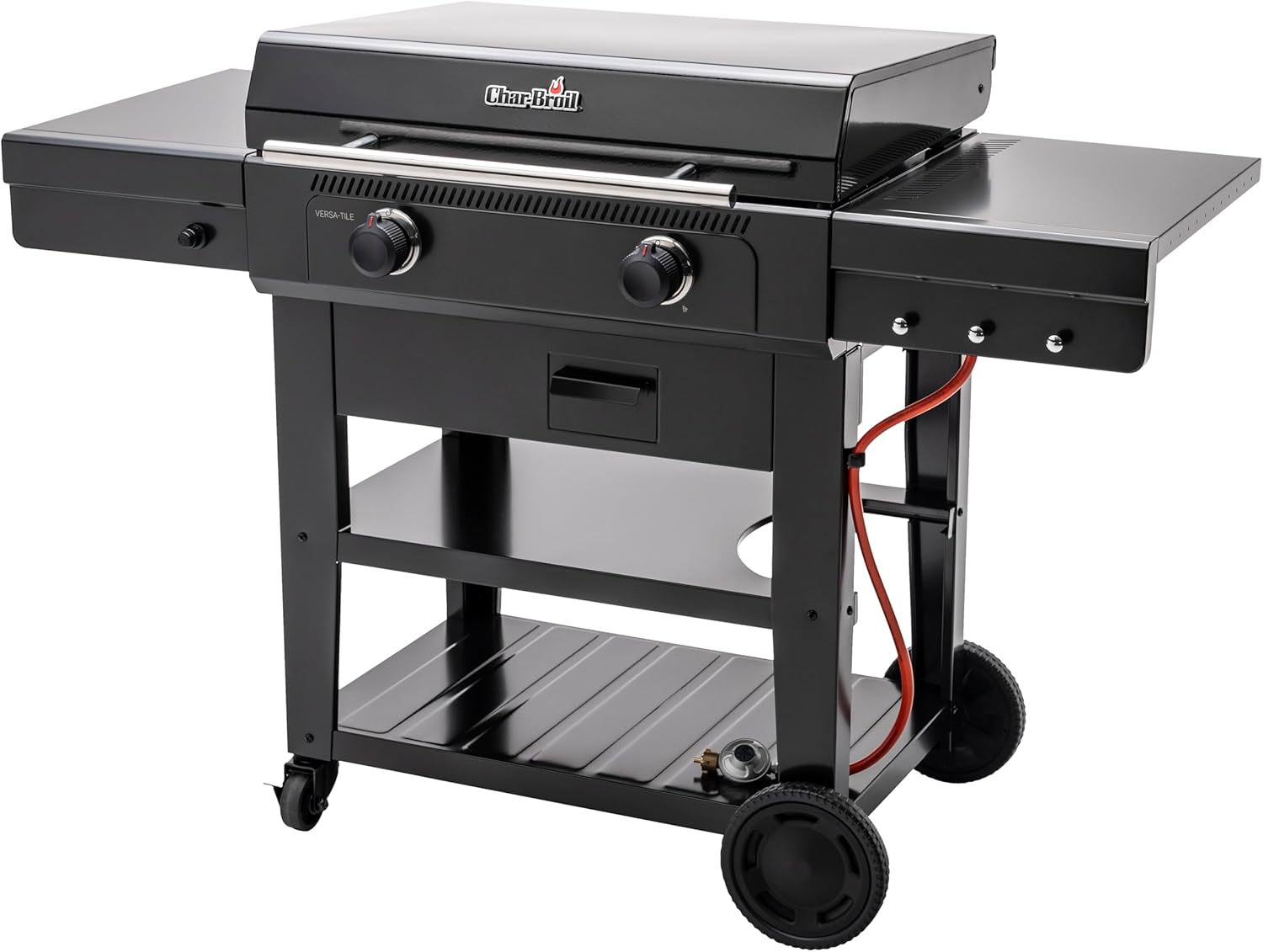 Char-Broil Barbacoa de Gas Versa-Tile, Plancha a Gas de 2 Zonas, Superficie de Cocción: 70 x 50 cm, Sistema de Módulos 3 en 1: Plancha, Parrilla y Horno para Pizza