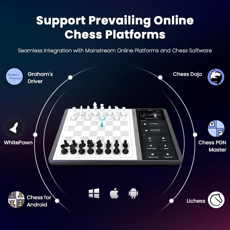 Chessnut EVO AI Chessboard - Motor Maia Integrado, BOT de ajedrez Personalizable, reconocimiento Completo de Piezas, soporta Plataformas Principales, diseño Inteligente Todo en uno
