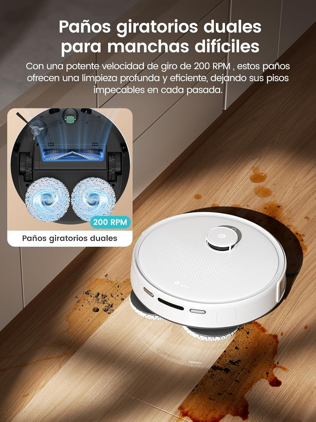 Lefant M3 Robot Aspirador y Friegasuelos con Base de Autovaciado, Navegación Láser dToF, Mapeo Inteligente, Evitación Obstáculos PSD 190°, 12000Pa, Autonomía 220mins, WiFi/Alexa/APP/i Watch, 2,4G & 5G