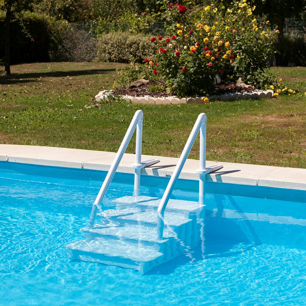 Gre EPE30 – Non-Slip Pool Ladder, Safety Ladder for 4 Steps, Synthetic, White, 80 x 92 x 206 cm