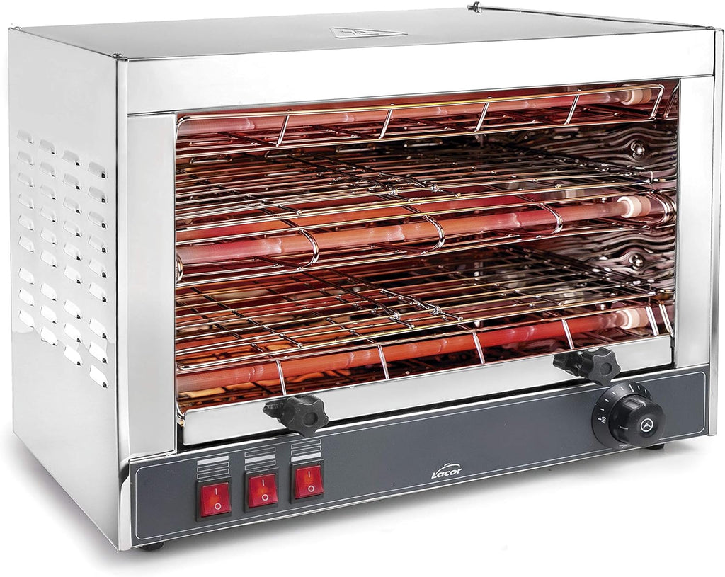 LACOR 69173 Tostador Eléctrico Horizontal Parrilla Doble, Gris, 3600 W