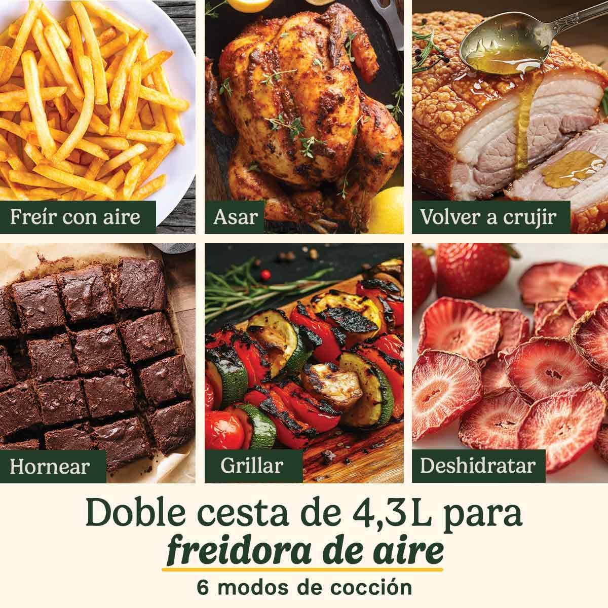Cuisinart Tri Zone Air Fryer y Horno 13,6L sin PFAS | 3 zonas | 2 cestas 4,3L + horno 5L | 9 funciones: freír, asar, grillar, hornear, recalentar, deshidratar, pizza, tostar, manual