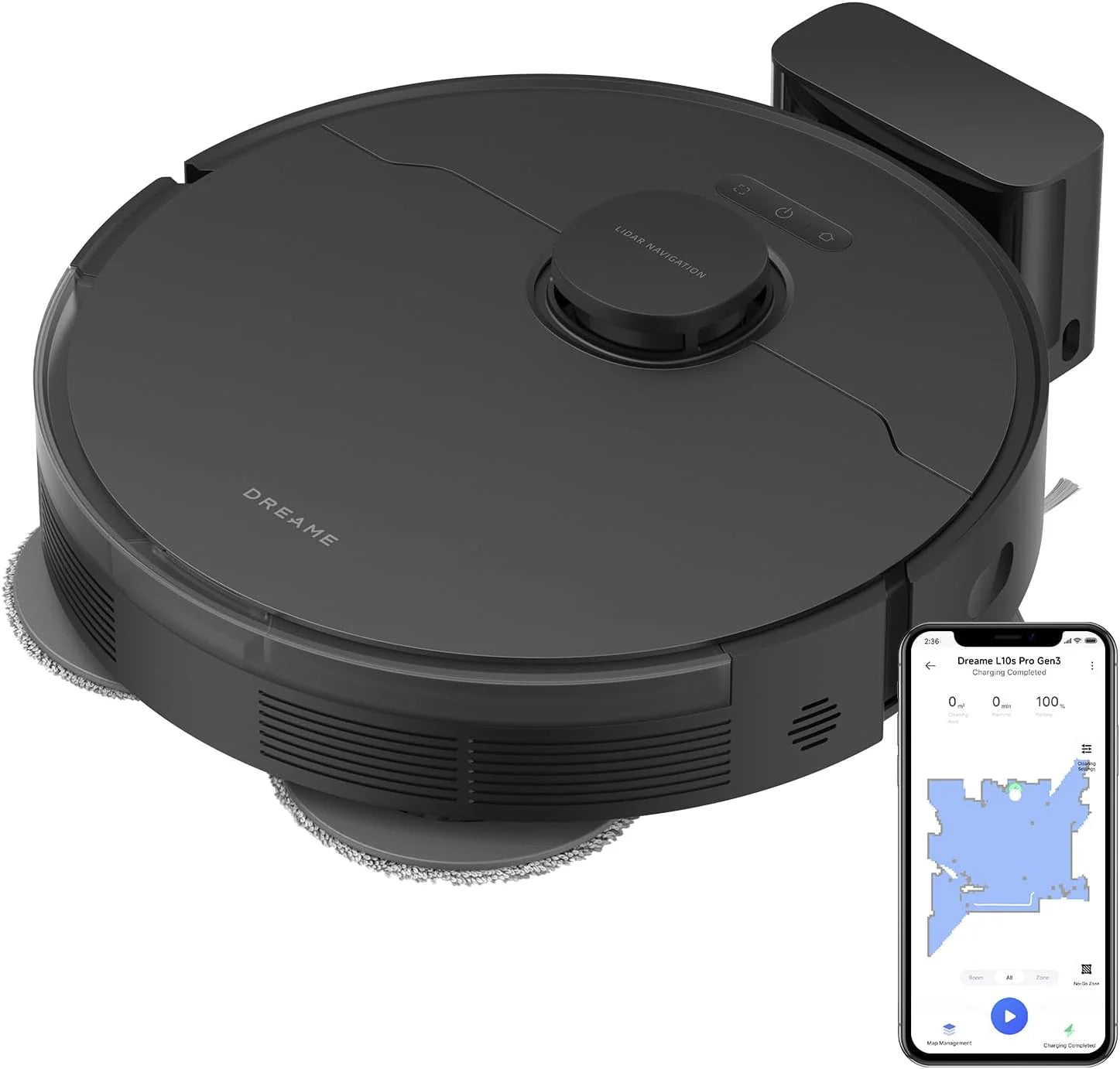 DREAME D20 Pro Plus 2-in-1 Robot Vacuum Cleaner and Scrubbing, 13,000 Pa, Double Brush for Pet Hair, Corner Cleaning, Emptying, LDS Navigation, Laser Dodging, Hard Floors/Carpets, 5200mAh