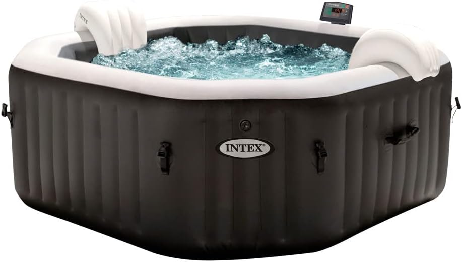 Intex Spa hinchable 4 personas octogonal, Burbujas Deluxe y chorros de agua (55081)