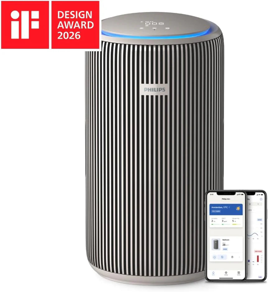 Philips PureProtect 3200 Series Smart Air Purifier, HEPA and Active Carbon Filter, CADR 500m³/h for 130m², Ultra-Quiet, Captures 99.97% Allergens, Connected App (AC3210/12)