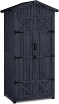 M MCombo Armario de jardín caseta de jardín de Madera Resistente a la Intemperie, Armario Exterior Impermeable con Suelo, para Uso Exterior balcón, 74×99×193 cm (Gris Antracita)