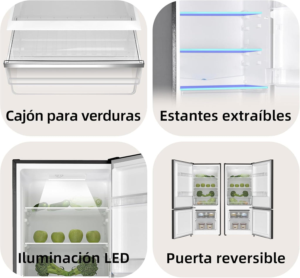 CHiQ Frigorífico FBM205L42 205 L, Low Frost, Clase Energética E, Silencioso de 39 dB, Puertas Reversibles
