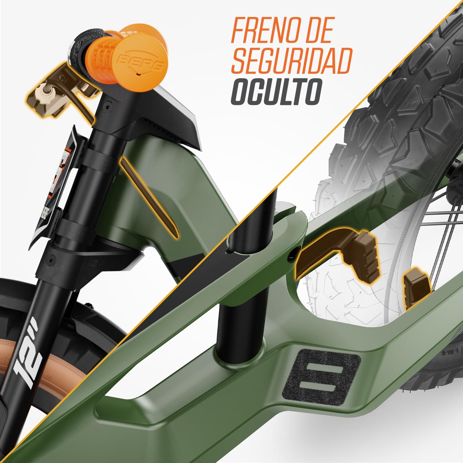 Berg Biky Cross | Bicicleta sin Pedales para niños Desde 2 años | Ruedas 12 Pulgadas | con Freno de Mano | Diseño Seguro y Ligero | Ajustable para Crecimiento