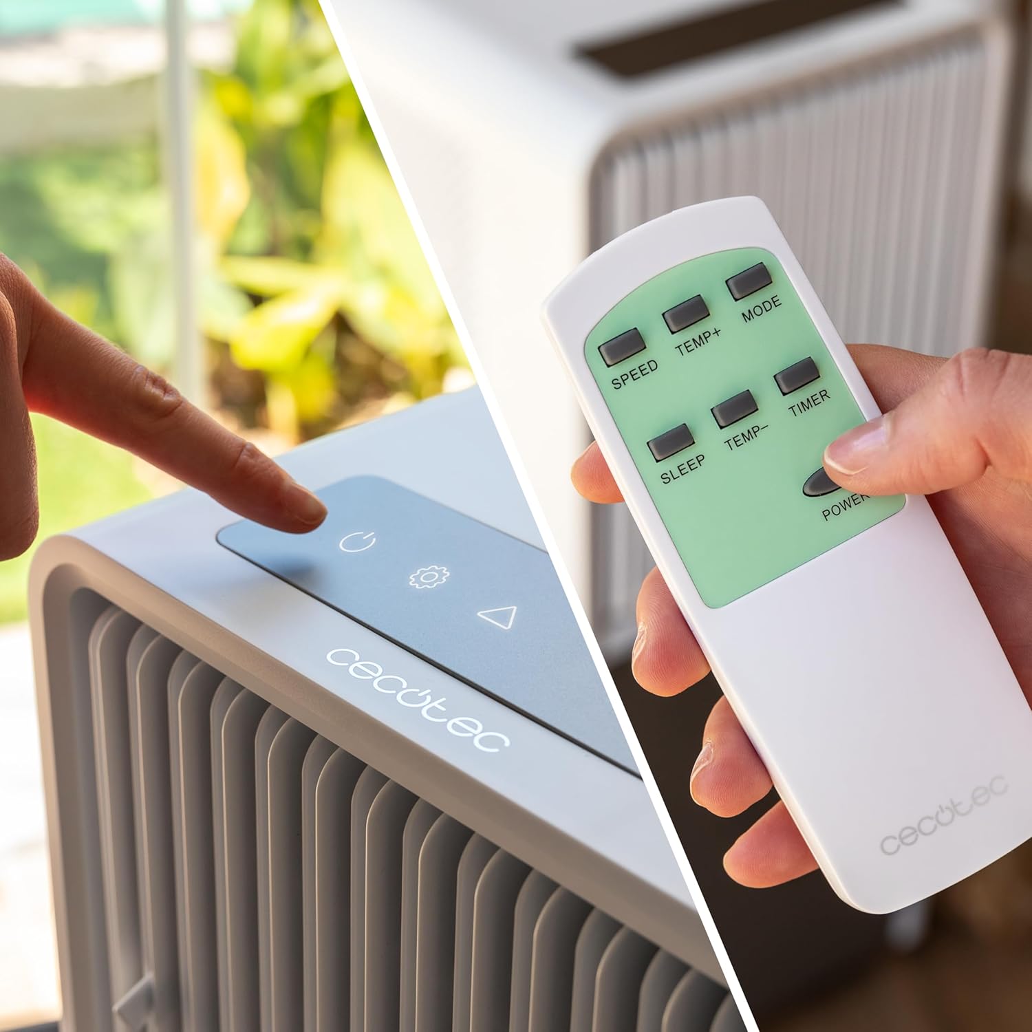 Cecotec Aire Acondicionado Portátil con Mando y Bomba de Calor ForceClima 9450 Style Heating, 9000 BTU, Táctil, Pantalla LED, 5 Modos, 2 Velocidades, Deshumidificador, Temporizador, 16 m², White