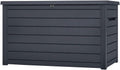 Keter Caja de cojín XXL Ontario, Grafito, 870 l de Capacidad, Dimensiones Exteriores: 147 x 83 x 86 cm, Caja de Almacenamiento Impermeable, para Exteriores