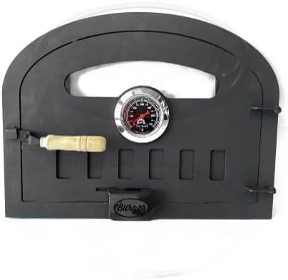Puerta de horno de leña con vidrio (mediano), negro, chapa de acero - Sor pampa grill cod 23 (grande)