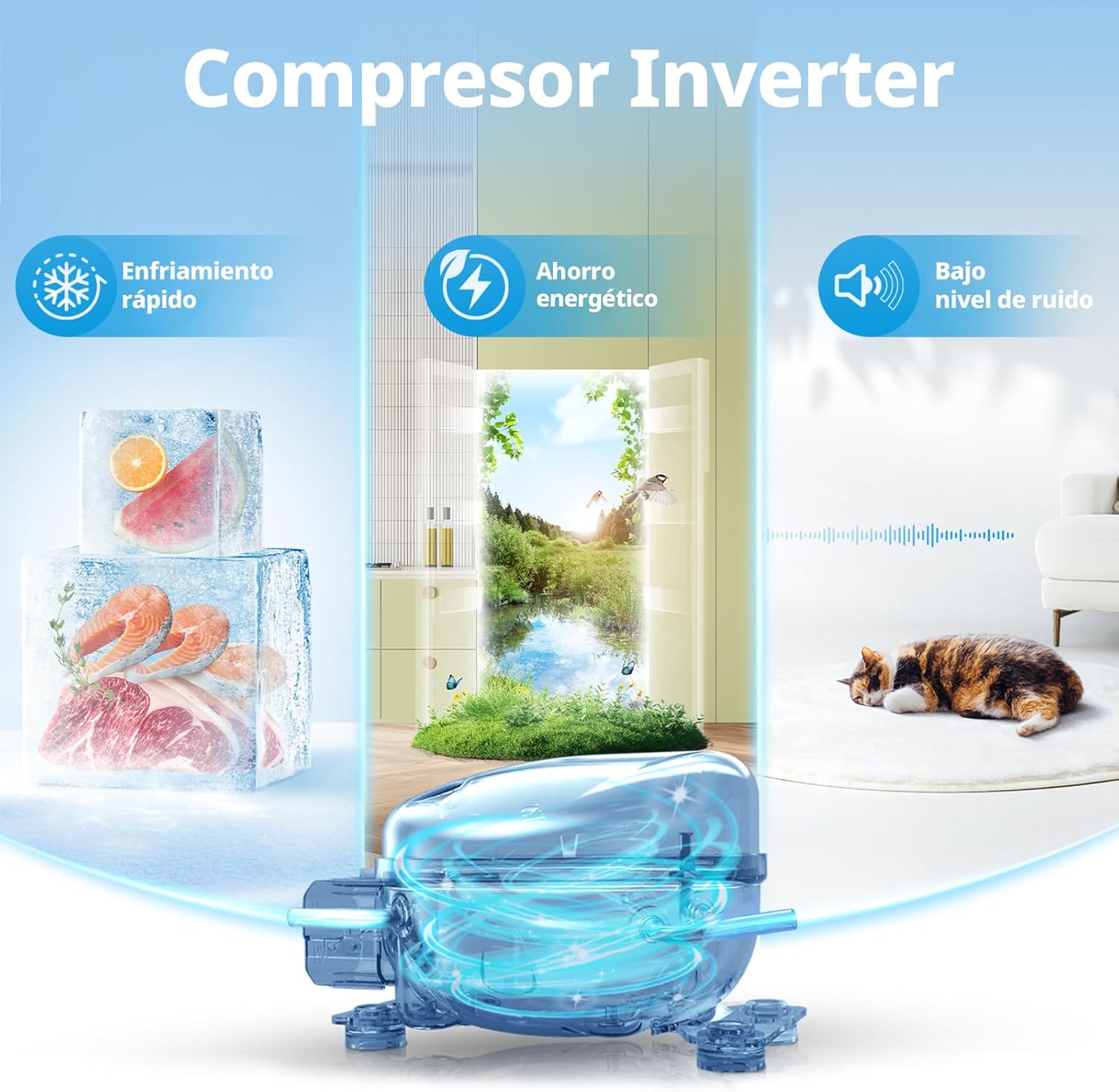 COMFEE' RCU83WH3EU(E) Congelador vertical independiente 88 Litros, 3 cajones, Congelador de gran capacidad, Termostato ajustable, Puerta reversible, Blanco