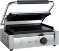 METRO Professional Plancha con Panini grill GPG1202, acero inoxidable, 43 x 36 x 20 cm, temperatura hasta 300°C, 45 paninis cada 60 minutos, plata