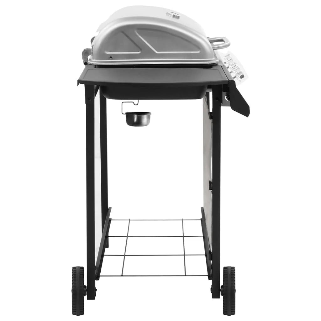 Barbacoa De Gas Con 4 Fogones Negro Y Plateado Vidaxl