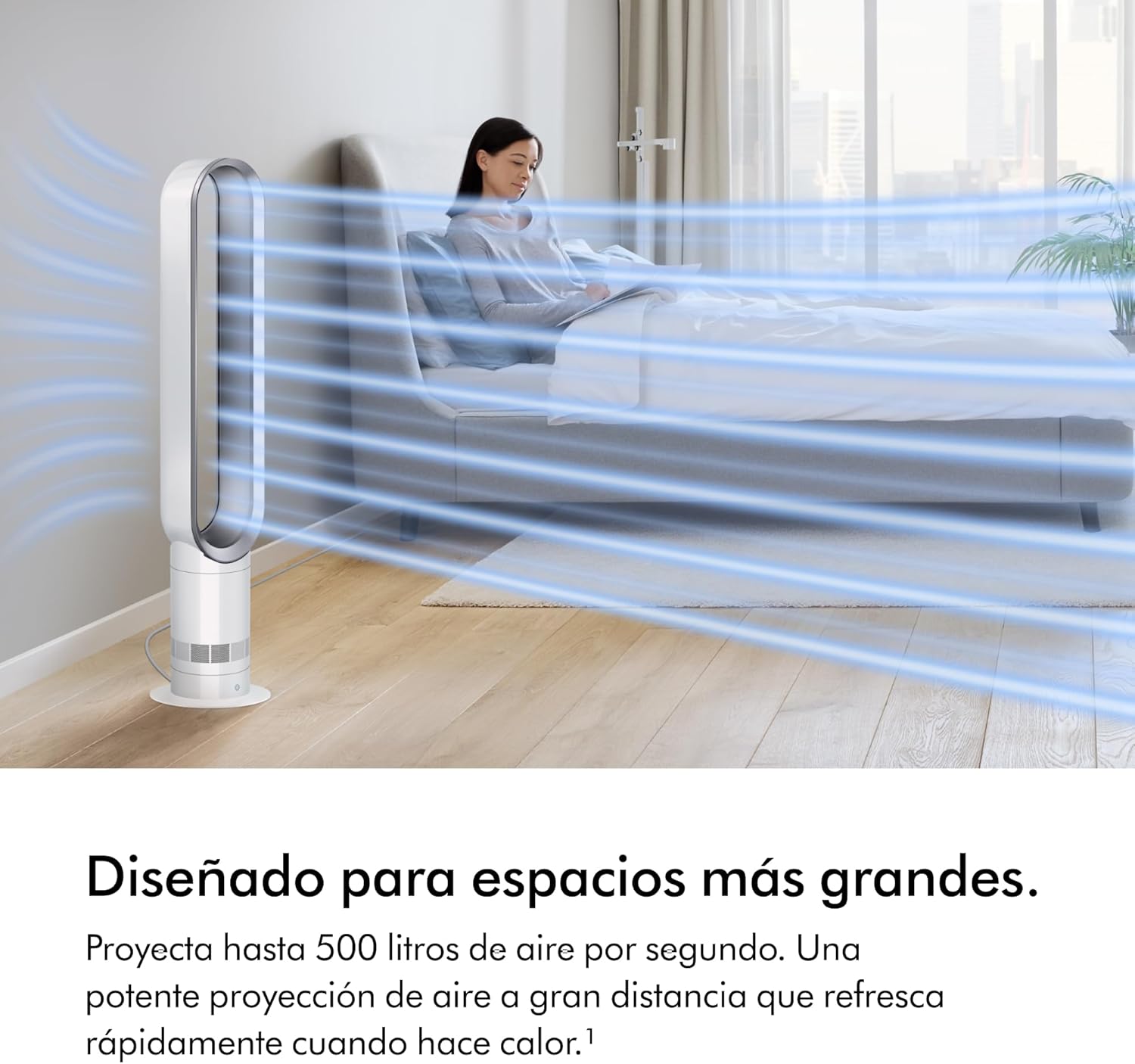 Cool™ Ventilador de torre (AM07) Air Multiplier™, ventilador sin aspas potente con tecnología Air Multiplier™ (Blanco/Plata)