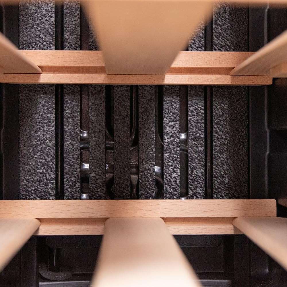 Cecotec Vinoteca Libre Instalación Bolero GrandSommelier 1250 CoolWood. Nevera para vinos con capacidad para 12 botellas, temperatura ajustable de 8-18ºC, LED y estantes de madera.