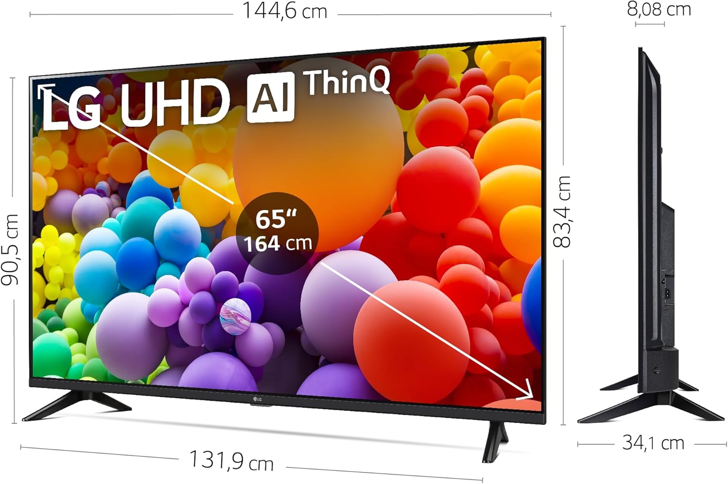 65UT73006LA 65 ",UHD 4K, Serie UT73, Smart TV, WebOS24, Procesador a5, HDR10, Dolby Digital Plus, SmartTV, 3840x2160, Negro
