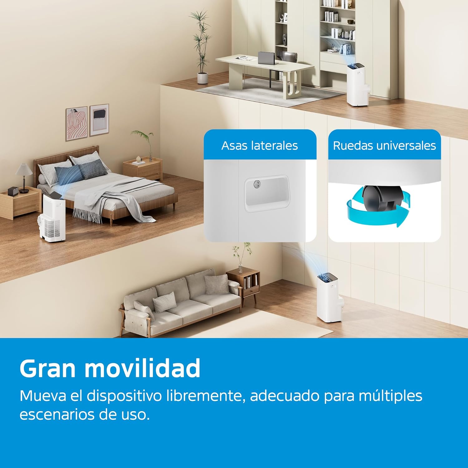 MIDEA Pingüino Aire Acondicionado Portátil Frío y Calor 3000 Frigorías / 12000 BTU - Climatizador silencioso con bomba calor 3500 W Air conditioner 4 modalidades con kit de ventana y control remoto