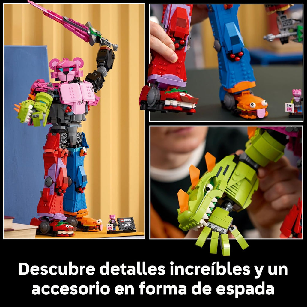 Fortnite Líder del Equipo Meca - Kit de Maquetas para Adultos para Exponer - Figura Articulada con Espada de Juguete y Minifigura - Regalo Gamer Coleccionable para Fans del Videojuego 77078