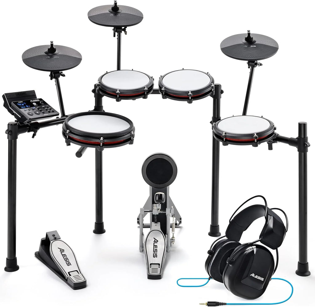 Alesis Nitro Max Kit - Compact Electronic Drum Kit with Silent Mesh Patches, 10" Dual Zone Box, Bluetooth, +440 BFD Sounds, Drumeo, USB MIDI, Bass Drum Pedal
