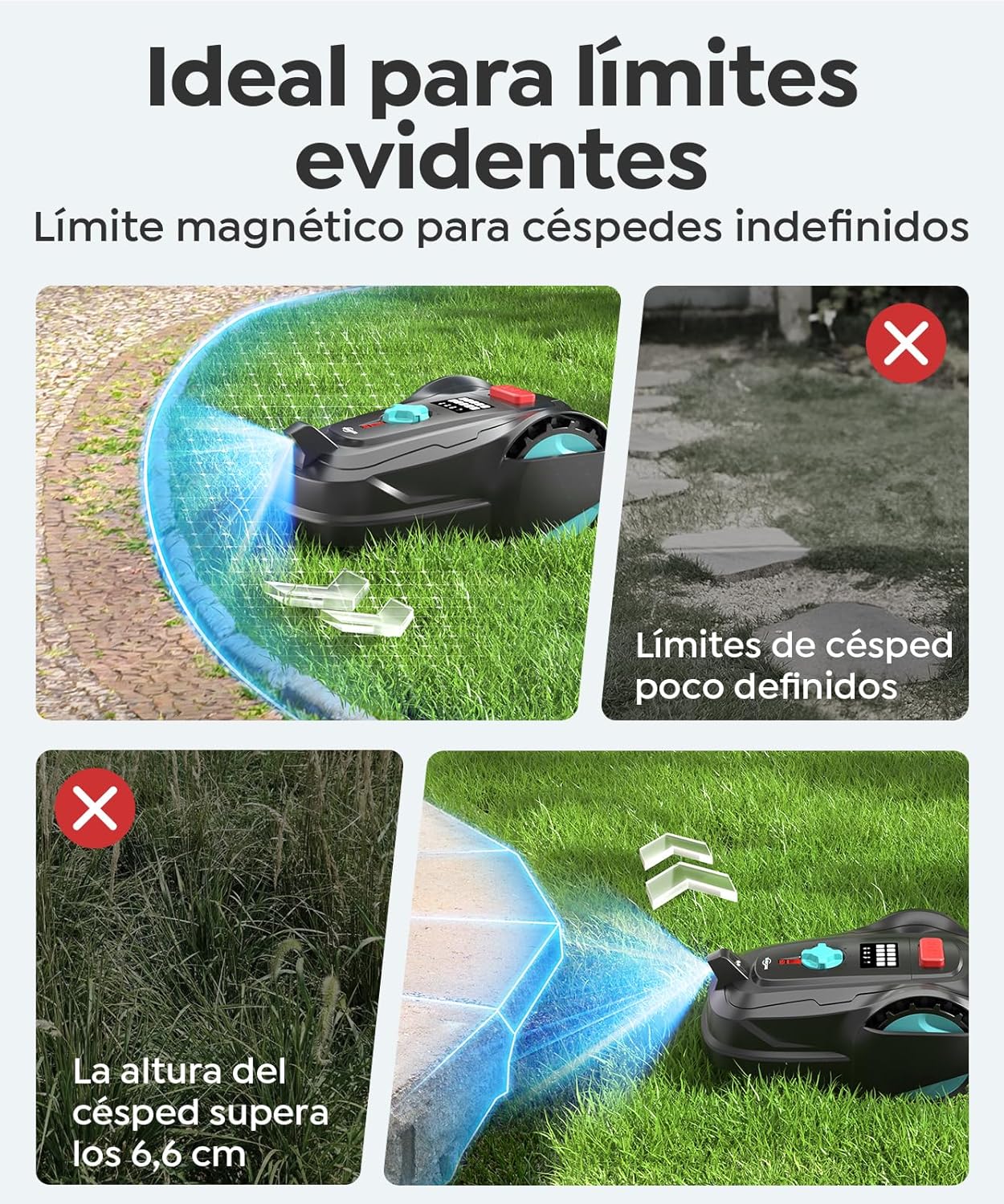M800Plus Robot Cortacésped sin Cable Perimetral, 800 m², Posicionamiento GPS + Visión IA, Robot Cortacésped sin Cables, Modo de Corte en U, Detección de 150 Obstáculos, Carga Automática, App