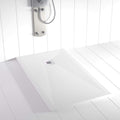 Plato de ducha Resina PLES Blanco 150x80 – Textura Pizarra – Antideslizante – Incluye rejilla y sifón