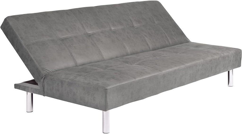 Mattfy - Sofá Cama Clic Clac Tipo Libro de 3 Plazas Modelo Milos, Diseño Moderno, Práctico y Funcional, Acabado en Gris