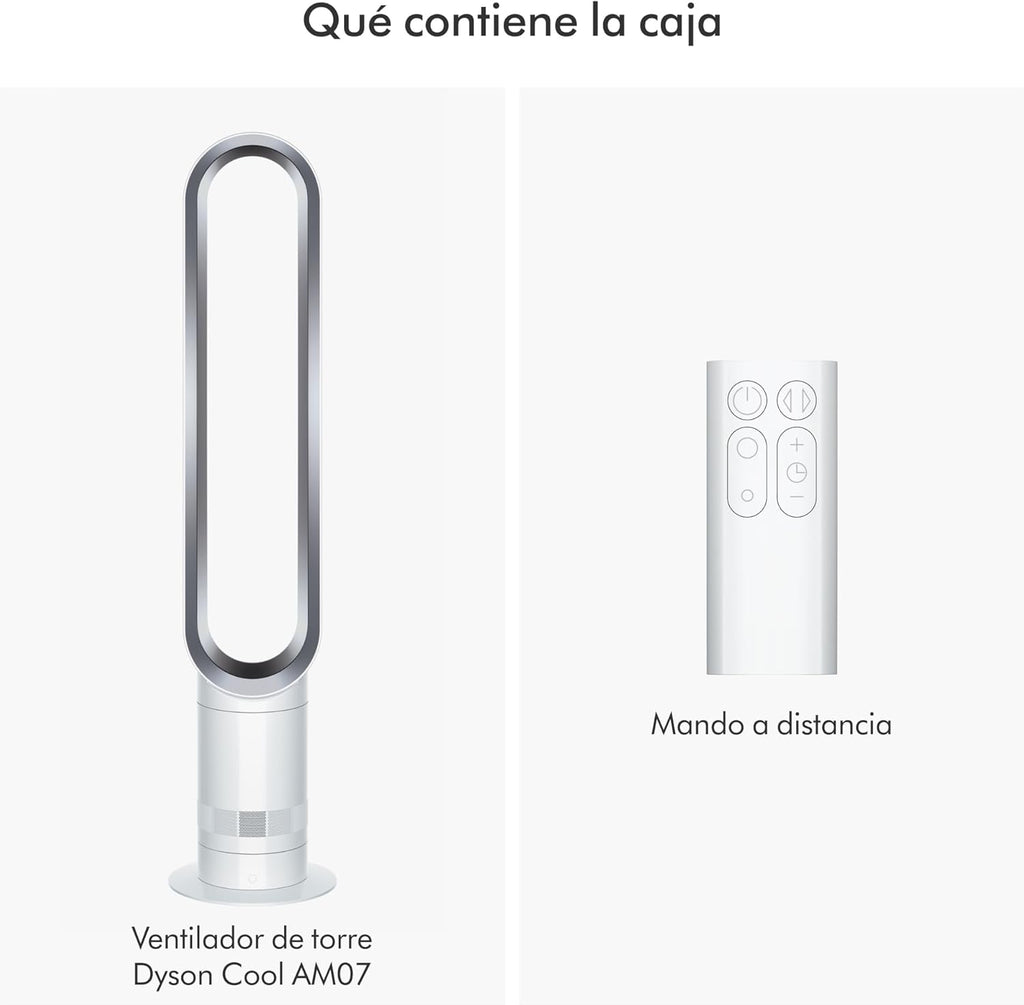 Cool™ Ventilador de torre (AM07) Air Multiplier™, ventilador sin aspas potente con tecnología Air Multiplier™ (Blanco/Plata)