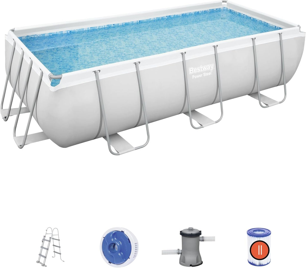 Power Steel™ 13'3" x 6'7" x 39.5"/4.04m x 2.01m x 1.00m Rectangular Pool Set