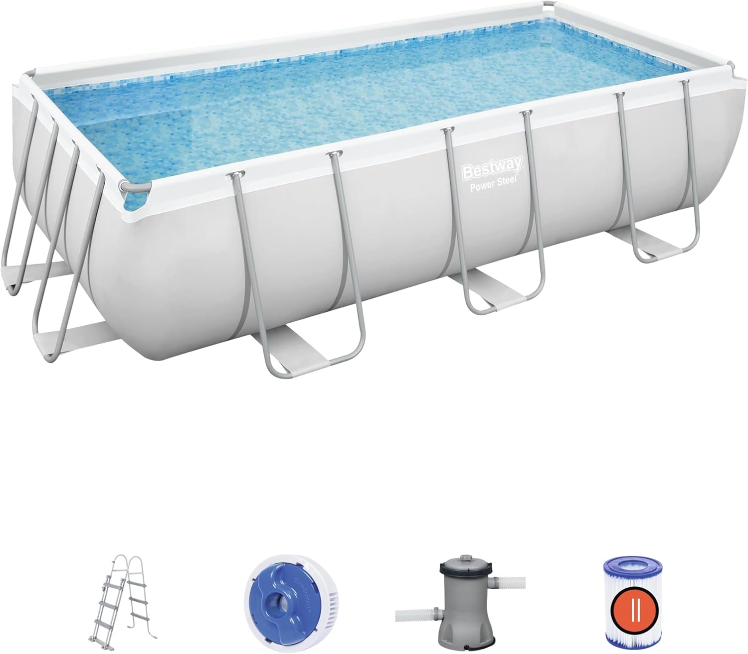 Power Steel™ 13'3" x 6'7" x 39.5"/4.04m x 2.01m x 1.00m Rectangular Pool Set