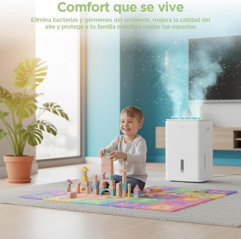 COMFEE' Deshumidificador de Humedad 16L Silencioso | WiFi/App, Modo Secado de Ropa y Auto Antihumedad, Purificador Eléctrico Antibacterias, moho y Condensación | Ideal en habitaciones hasta 45m2/120m3
