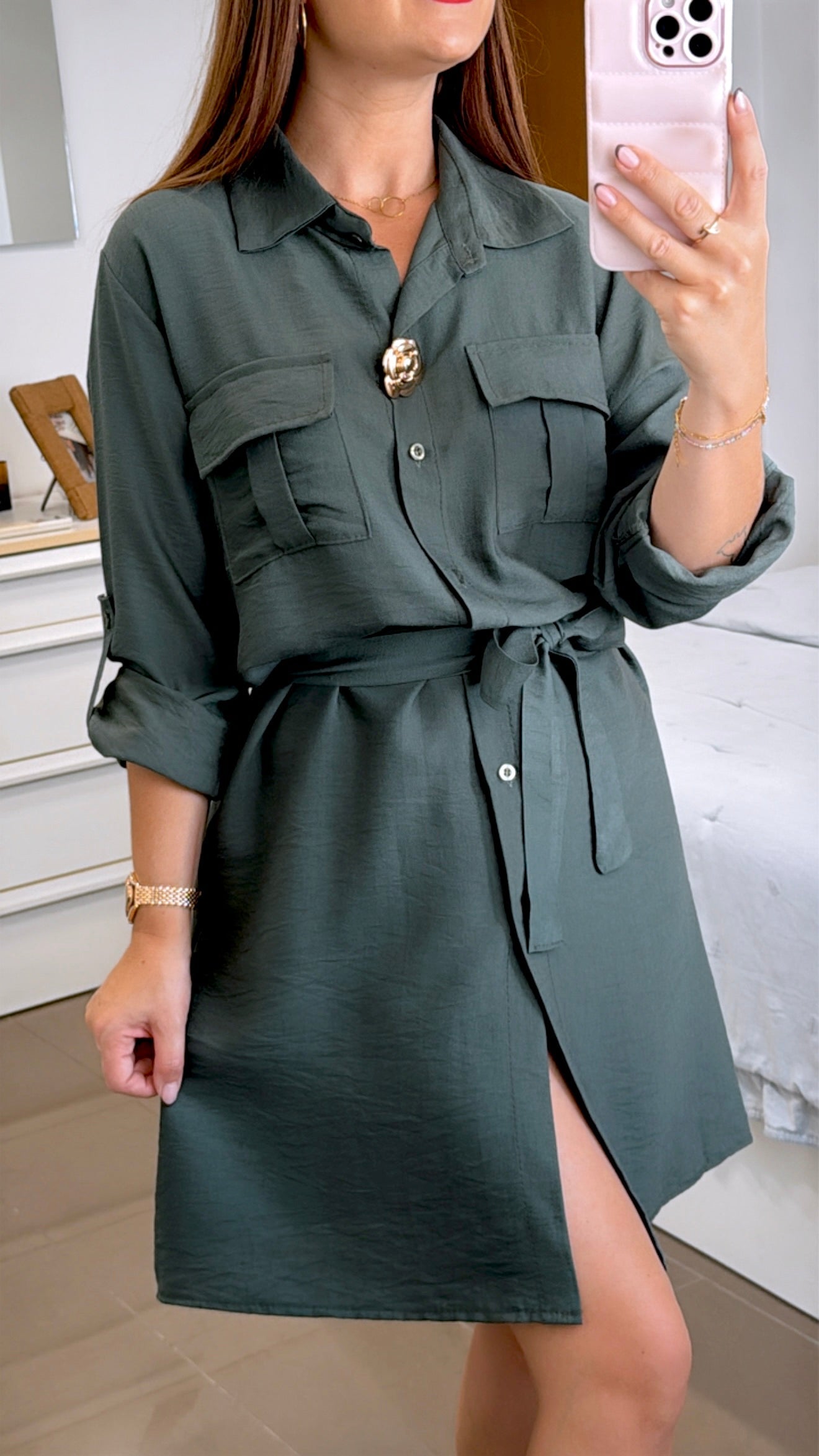 VESTIDO BROCHE DORADO
