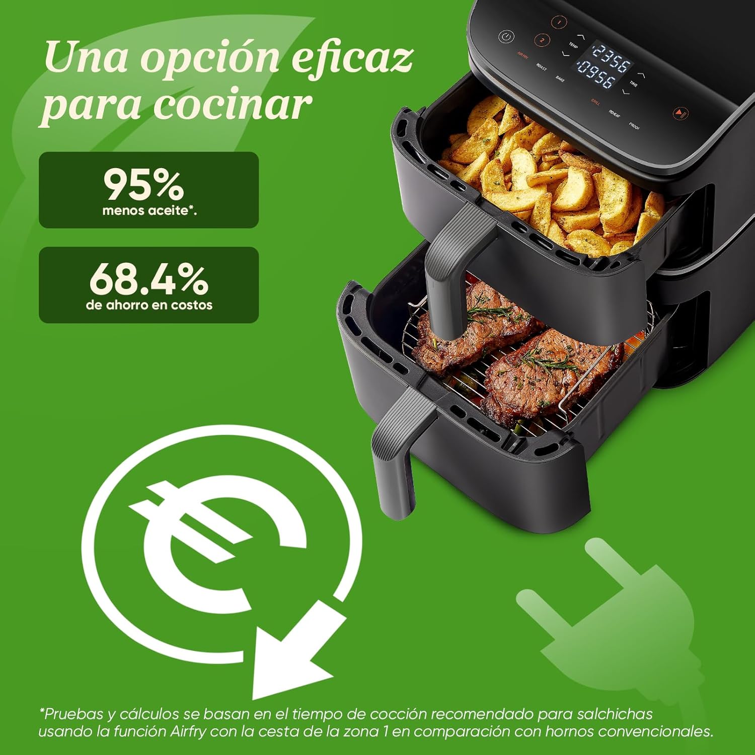 Cosori Turbo Tower Freidora de Aire10,8L con Cesta Verticales, Cocción en 3 Niveles que Ahorra Espacio, 2630 W, 6 funciones, 2 DC Motores, Más de 50 Recetas Completas en Línea