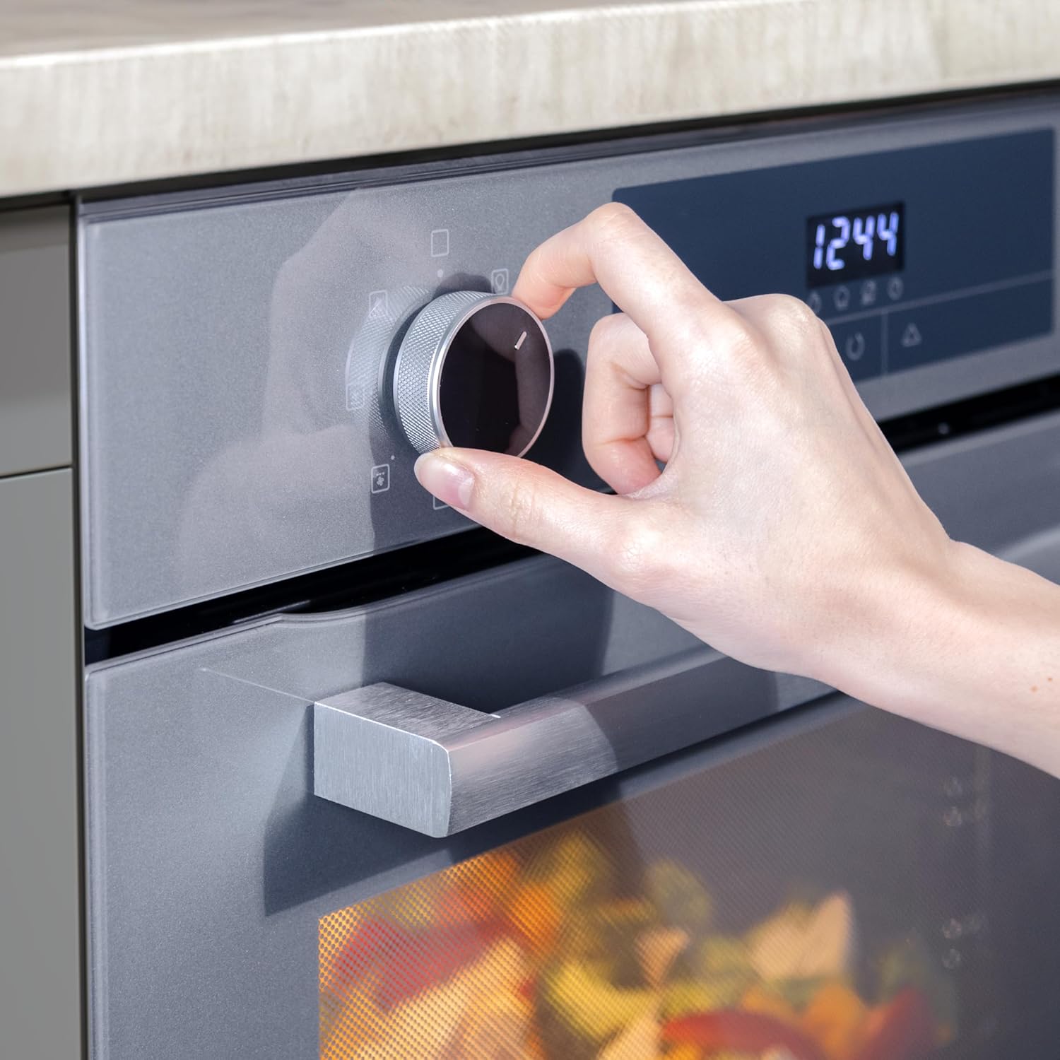 Cecotec Horno Multifunción Integrable 60cm Bolero Hexa M226000 Glass Grey A. 2800W, 72L, 7 Funciones, Modo Grill, Fan Assisted Grill, Modo Convección, Defrost, Steam Base X2, Steam EasyClean y Assist
