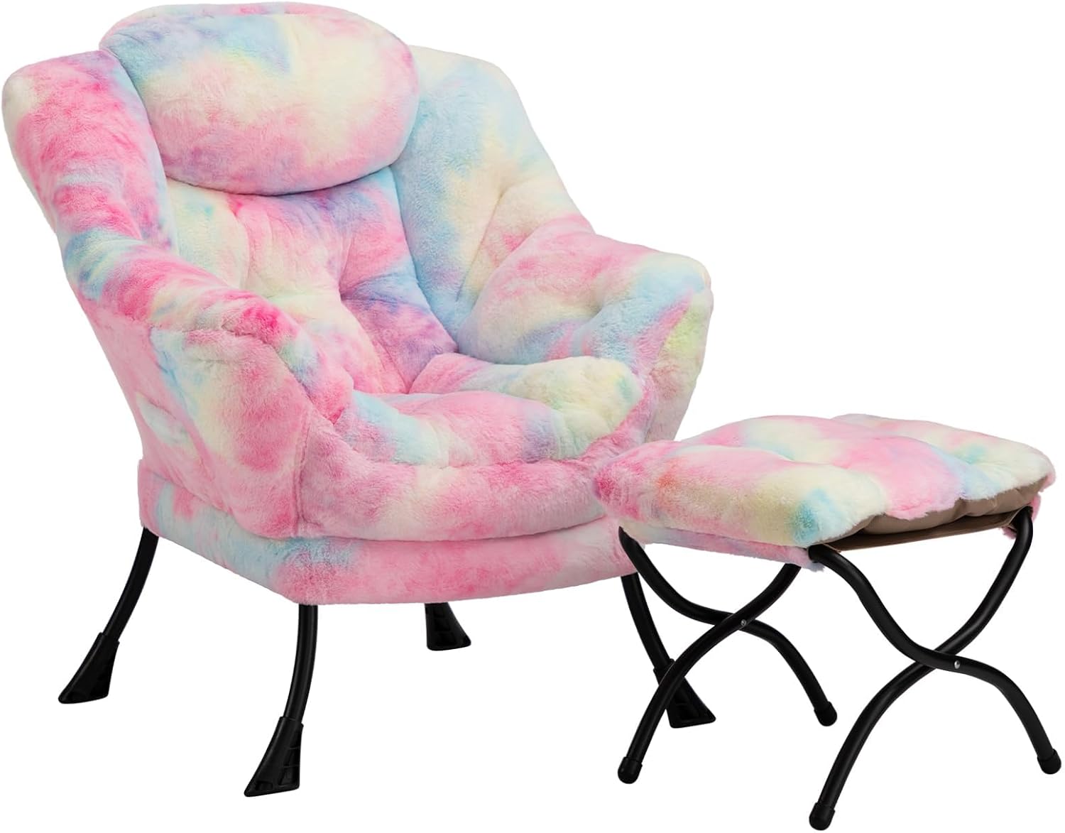 HollyHOME Poltrona, Relax Poltrona con Braccioli e Divano Pocket, Tessuto in Velluto, Leisure Sofa con Tessuto Moderno e Struttura in Acciaio, Blu Scuro