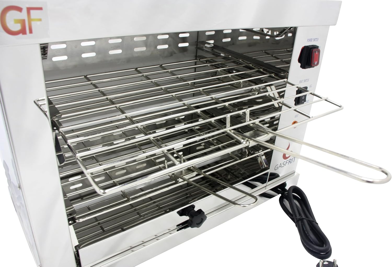 Tostador Eléctrico Industrial de Cuarzo 2 Plantas, 3000W, Acero Inoxidable, Parrilla y Bandeja Recogemigas Extraíbles, Uso Profesional Hostelería