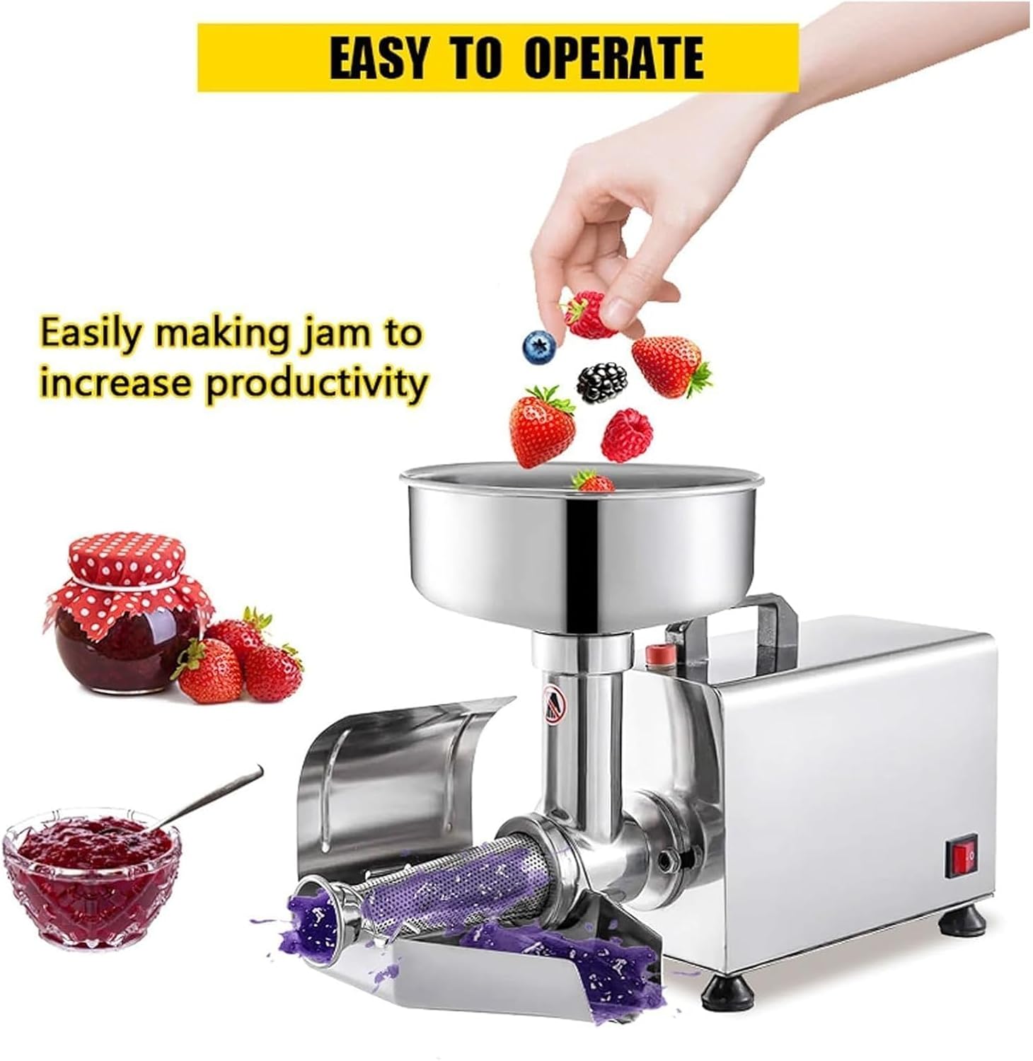 Prensa eléctrica de tomates y colador, procesador de alimentos comercial de acero inoxidable para salsa y jugo, 220 V