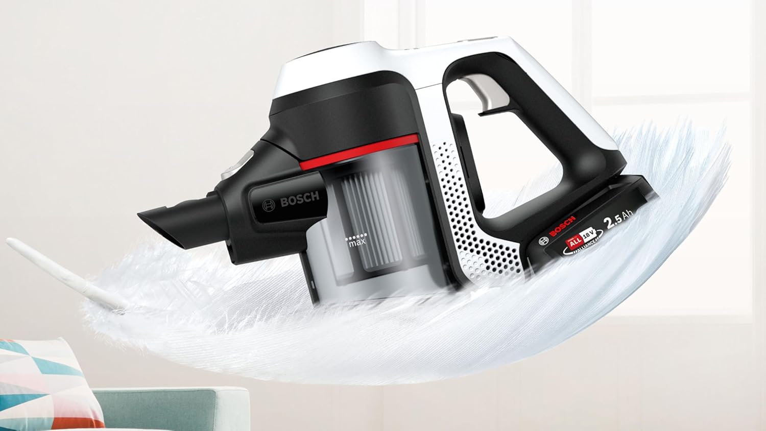 Bosch BBS611AM Unlimited Serie | 6 - Aspiradora 2en1 vertical y de mano, sin bolsa y sin cable, batería de 18V, color blanco