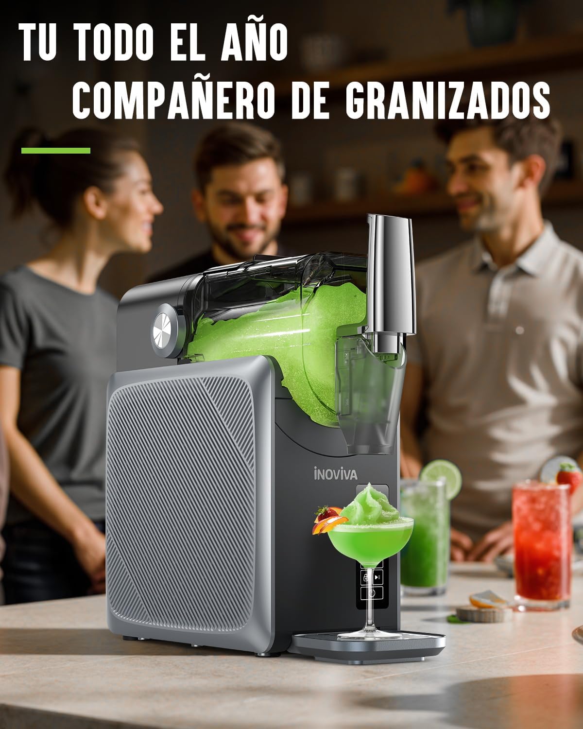Granizadora Maquina INOVIVA, sin hielo, de 2 l, para el hogar, con autolimpieza, 5 programas preestablecidos, granizados congelados, margaritas, frappés y batidos (versión S1.2)