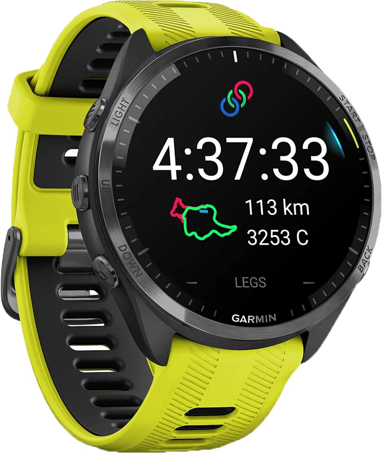 Garmin Runners Smartwatch Forerunner 965 | 23 días de duración de la batería en Modo de Reloj Inteligente con Pantalla Colorida y Pantalla táctil Amoled | Mapas Integrados y métricas de Entrenamiento