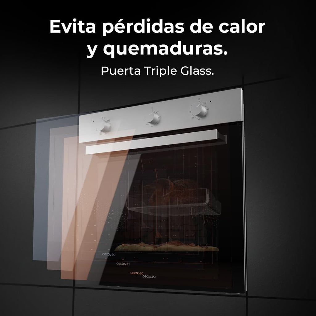 Cecotec Horno Integrable Multifunción 70L Bolero Hexa M236000 Inox Time. 2800W, 6 Funciones, Temporizador, Steam Base XXL, Steam Assist, Steam EasyClean, Cooling Fan, Modo Defrost, Eco, Convección