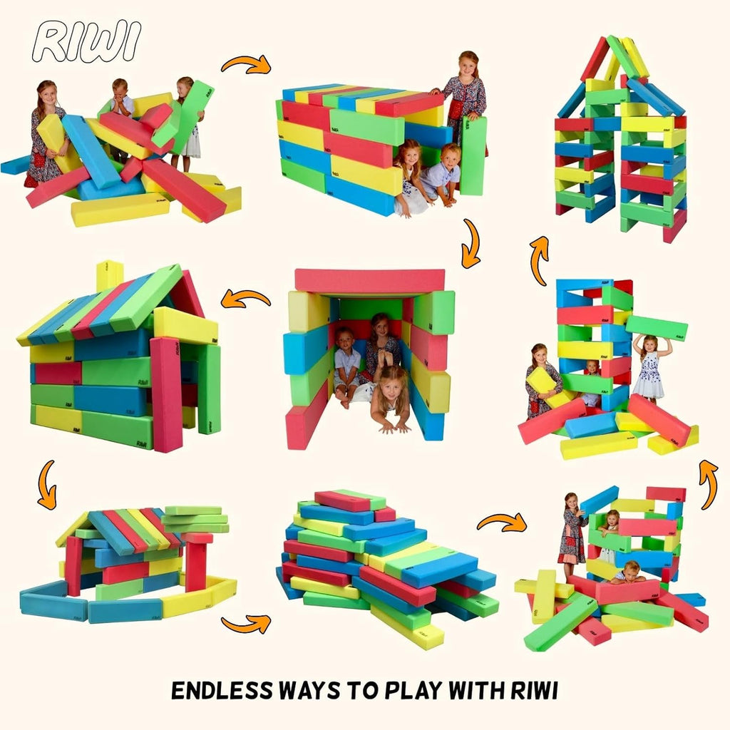 RIWI 24 Bloques de Construcción de Espuma XXL | Grandes y Blandos | Certificación TÜV Austria | Calidad del Jardín de Infancia | Terapia Ocupacional